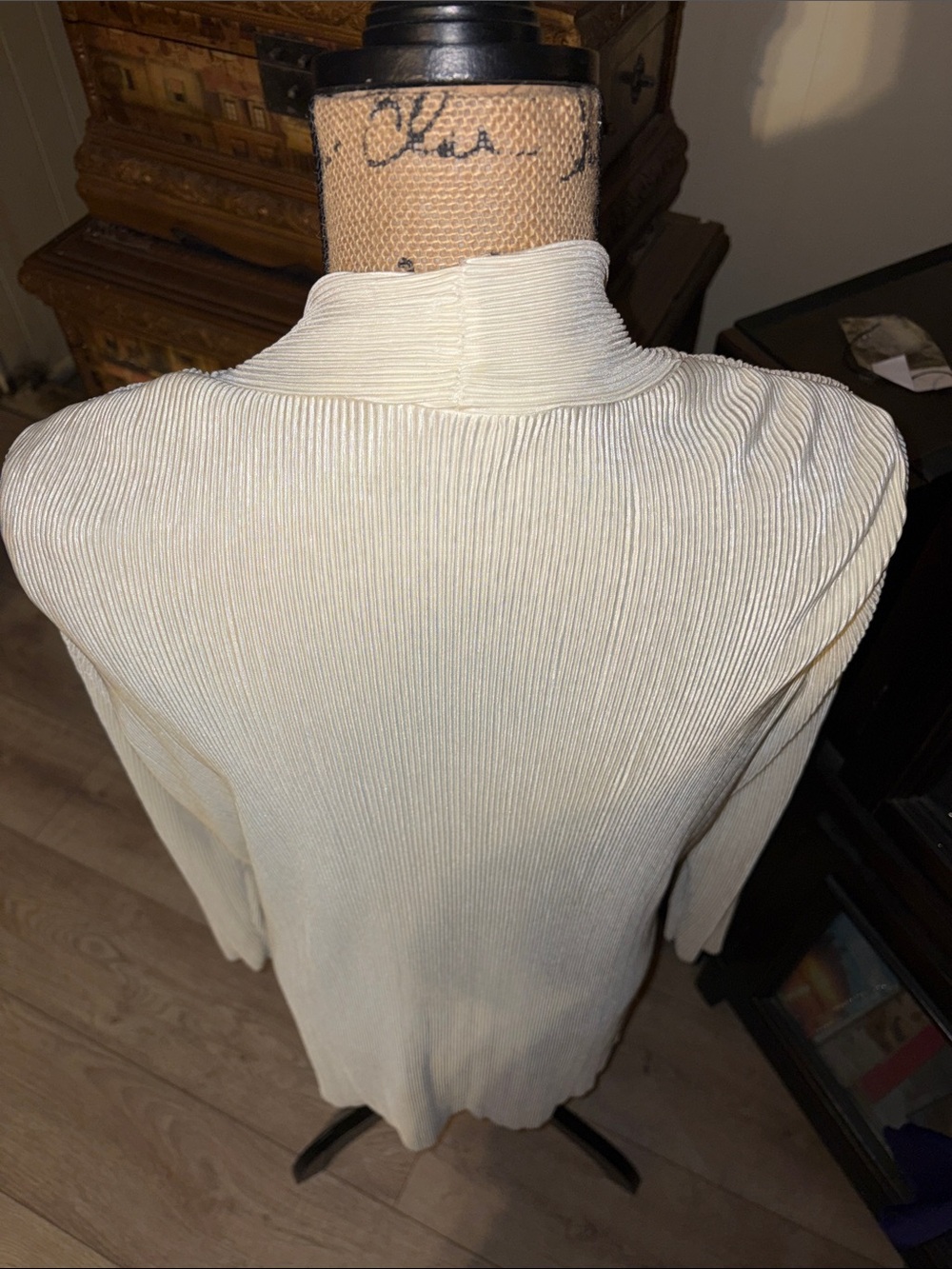 Cyrus Light Cream Open-Front Ribbed Cardigan - Picture 7 of 8